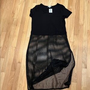 Cha Cha Vente Black Mesh Swim Coverup